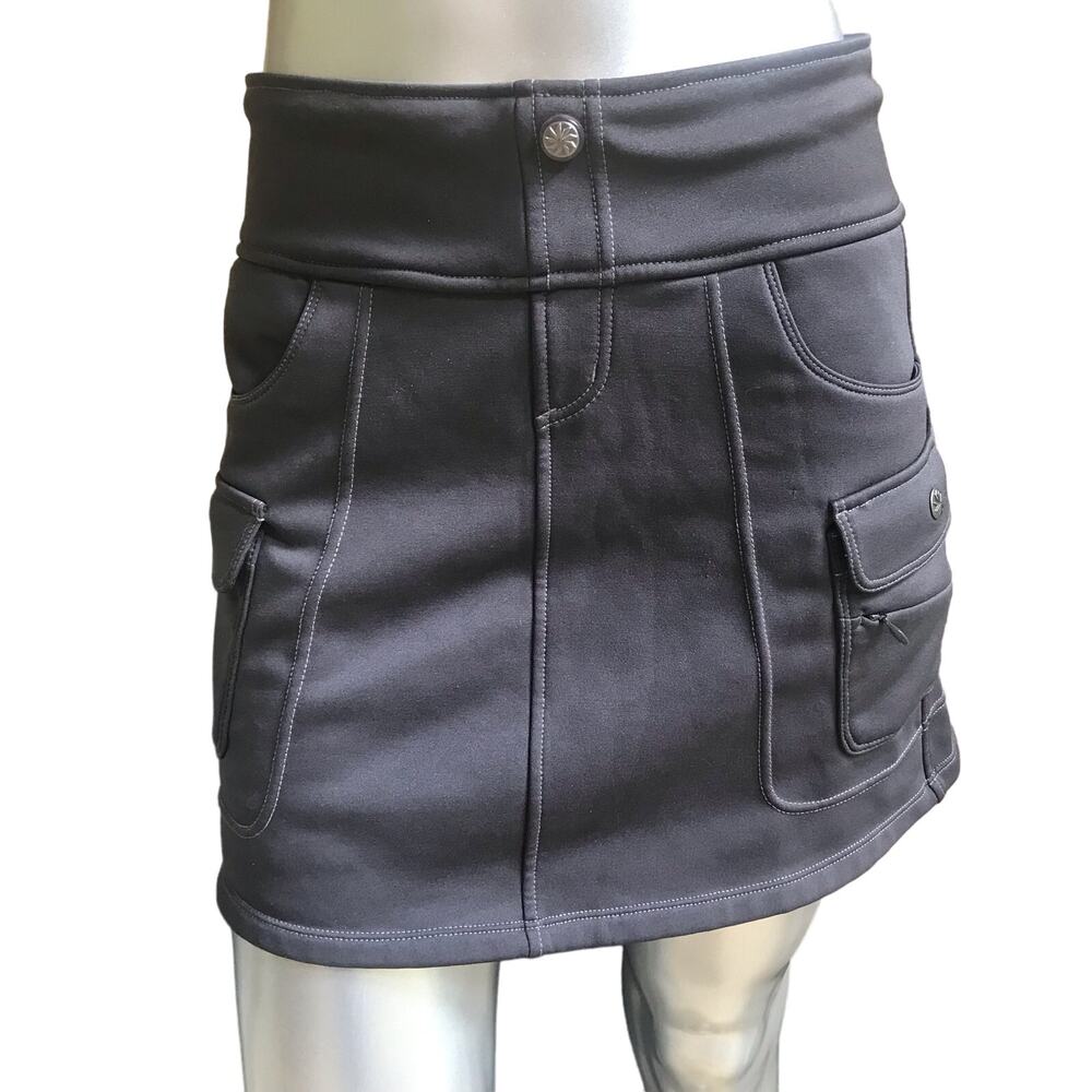 Athleta Fleece Lined Winter Gray Cargo Pull-On Skirt Women’s Size Small